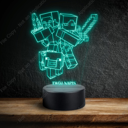 LAMPKA NOCNA LED 3D GRA Minecraft NAPIS IMIE PREZENT