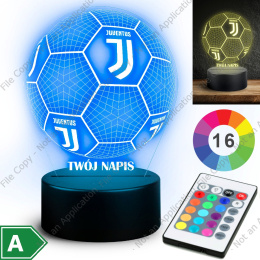 LAMPKA NOCNA LED 3D Piłka Nożna Juventus Turyn NAPIS IMIE PREZENT