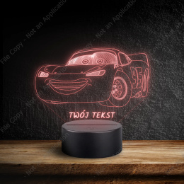 LAMPKA NOCNA LED 3D AUTA CARS ZYGZAK MCQUEEN + NAPIS IMIE PREZENT