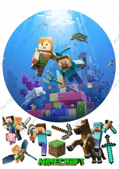 Duży zestaw na tort OPŁATEK MINECRAFT + POSTACIE