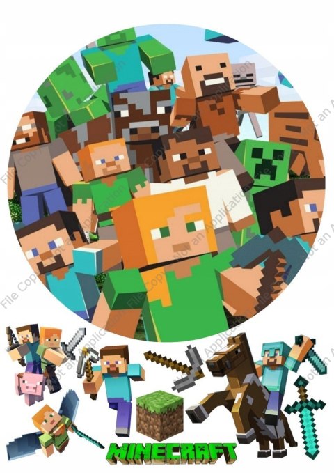 Duży zestaw na tort OPŁATEK MINECRAFT + POSTACIE