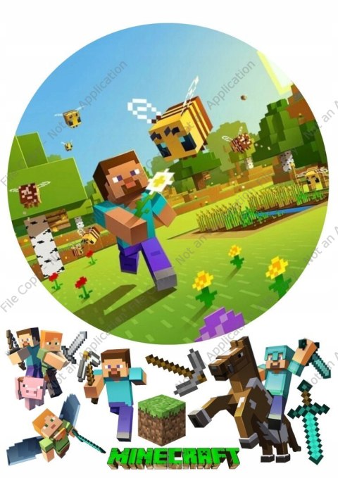 Duży zestaw na tort OPŁATEK MINECRAFT + POSTACIE