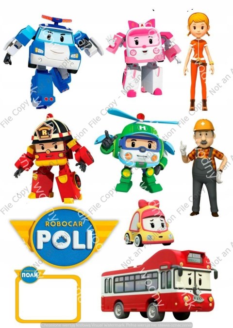 Wydruk MASA CUKROWA na tort ROBOCAR POLI