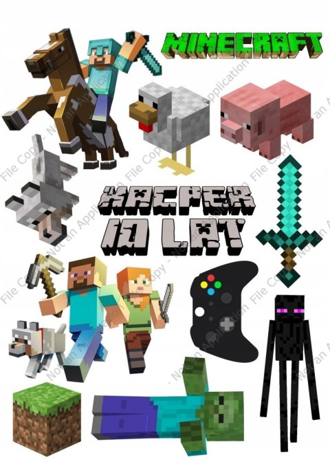 Wydruk OPŁATEK na tort MINECRAFT Imię Wiek