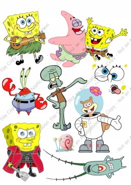 Wydruk OPŁATEK na tort SPONGEBOB zestaw