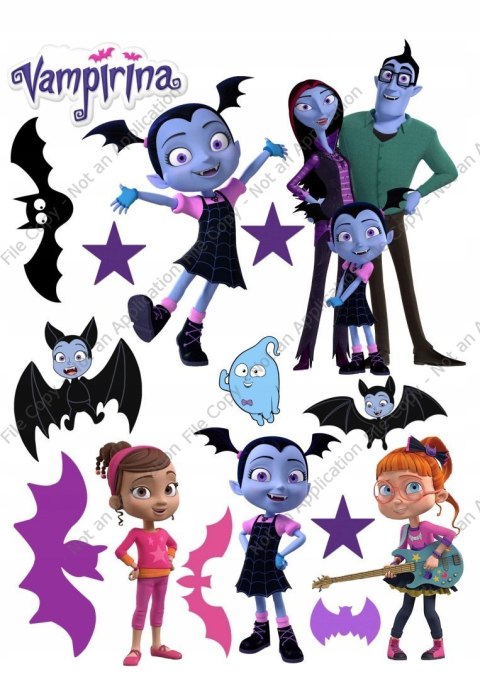 Wydruk OPŁATEK na tort VAMPIRINA duży zestaw