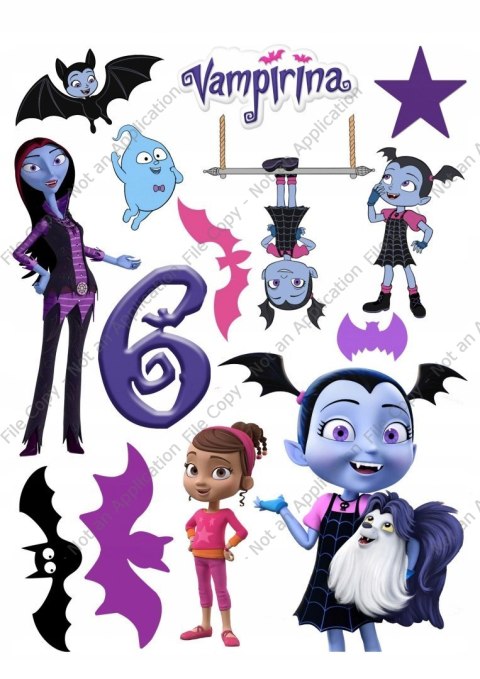 Wydruk OPŁATEK na tort VAMPIRINA duży zestaw