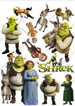 Wydruk OPŁATEK tort SHREK duży zestaw