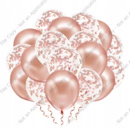 Balony Rose Gold Chrom+Konfetti URODZINY 20 szt.