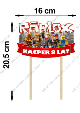 DREWNIANY Topper Wysoka Jakość ROBLOX Imie + Wiek