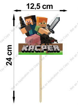 Duży Topper DWUSTRONNY Minecraft + IMIE !!!