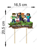 DREWNIANY Topper DWUSTRONNY Minecraft Imie + Wiek