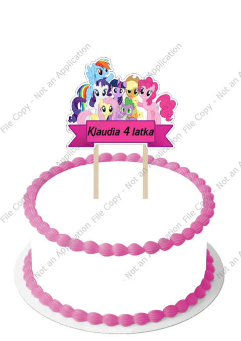 DREWNIANY Topper My Little Pony Imie + Wiek