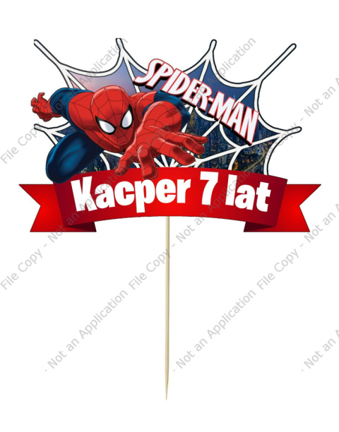 Topper papierowy na tort SPIDERMAN IMIE + WIEK