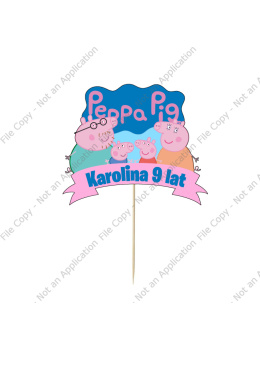 Topper papierowy tort Świnka Peppa IMIE + WIEK