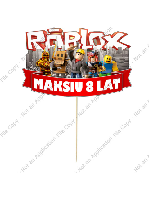 Topper papierowy tort ROBLOX IMIE + WIEK