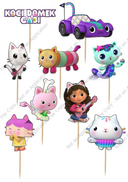 Zestaw Topper Papierowy TORT Koci Domek Gabi 9 SZT