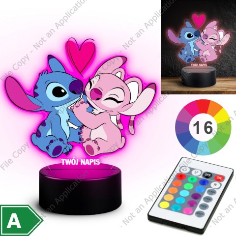 LAMPKA NOCNA LED 3D Dla Dzieci Bajka Lilo i Stich NAPIS IMIE PREZENT