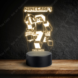 LAMPKA NOCNA LED 3D GRA Minecraft NAPIS IMIE PREZENT