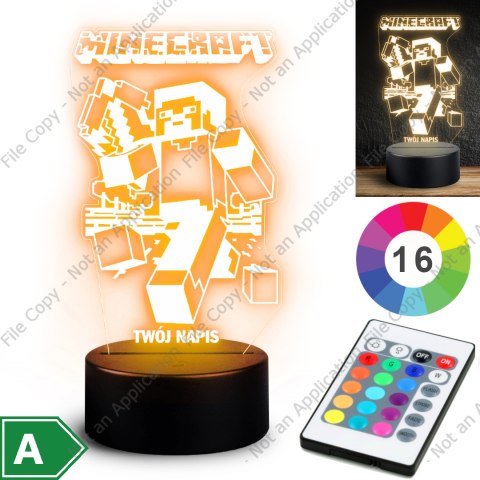 LAMPKA NOCNA LED 3D GRA Minecraft NAPIS IMIE PREZENT