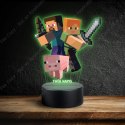 LAMPKA NOCNA LED 3D GRA Minecraft NAPIS IMIE PREZENT