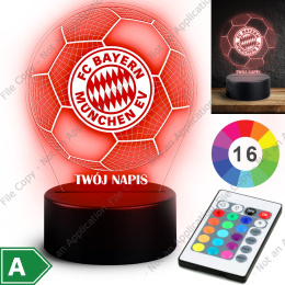 LAMPKA NOCNA LED 3D Piłka Nożna Bayern Monachium NAPIS IMIE PREZENT