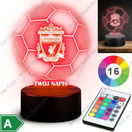 LAMPKA NOCNA LED 3D Piłka Nożna Liverpool NAPIS IMIE PREZENT