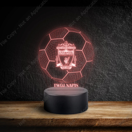 LAMPKA NOCNA LED 3D Piłka Nożna Liverpool NAPIS IMIE PREZENT