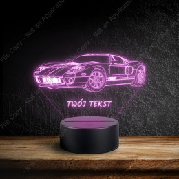 LAMPKA NOCNA LED 3D SAMOCHÓD FORD GT40 + NAPIS IMIE PREZENT