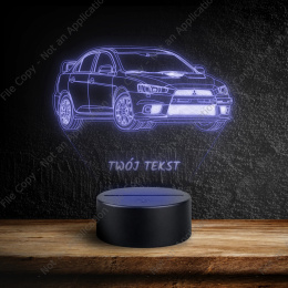 LAMPKA NOCNA LED 3D SAMOCHÓD MITSUBISHI LANCER EVO + NAPIS IMIE PREZENT