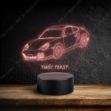 LAMPKA NOCNA LED 3D SAMOCHÓD PORSCHE 911 TURBO + NAPIS IMIE PREZENT