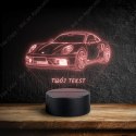 LAMPKA NOCNA LED 3D SAMOCHÓD PORSCHE CARRERA GT + NAPIS IMIE PREZENT