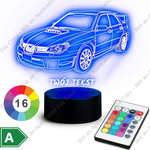 LAMPKA NOCNA LED 3D SAMOCHÓD SUBARU IMPREZA + NAPIS IMIE PREZENT