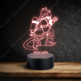 Lampka Nocna LED 3D Strażak Straż pożarna Napis Imię na PREZENT