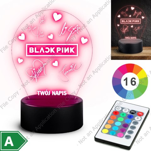 LAMPKA NOCNA LED 3D Zespół BlackPink NAPIS IMIE PREZENT