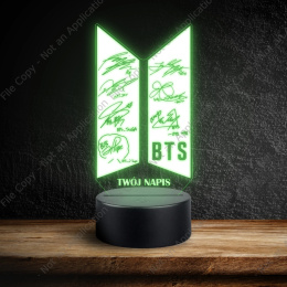 Lampka Nocna LED 3D zespół BTS napis Imię na PREZENT