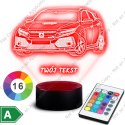 LAMPKA NOCNA LED 3D SAMOCHÓD HONDA CIVIC + NAPIS IMIE PREZENT