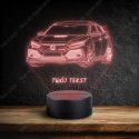 LAMPKA NOCNA LED 3D SAMOCHÓD HONDA CIVIC + NAPIS IMIE PREZENT