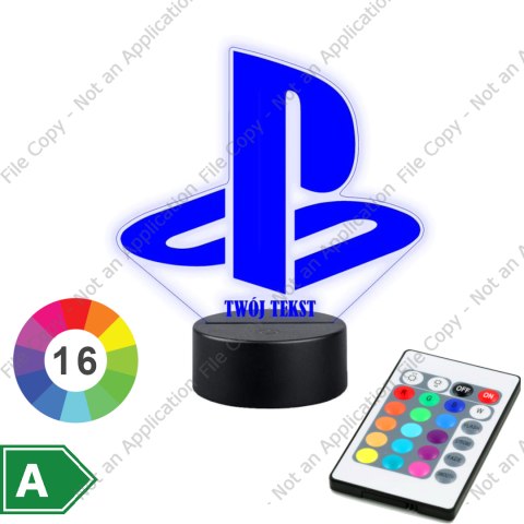 LAMPKA NOCNA LED 3D GRACZ PLAYSTATION LOGO NAPIS IMIE PREZENT