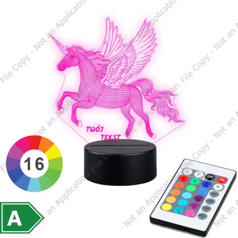 LAMPKA NOCNA LED 3D JEDNOROŻEC UNICORN KOŃ NAPIS IMIE PREZENT