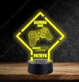 LAMPKA NOCNA LED 3D GRACZ PAD GAMING ZONE LOGO NAPIS IMIE PREZENT