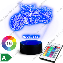 LAMPKA NOCNA LED 3D MOTOCYKL HARLEY DAVIDSON + NAPIS IMIE PREZENT