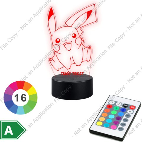 LAMPKA NOCNA LED 3D POKEMON PIKACHU NAPIS IMIE PREZENT