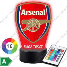 LAMPKA NOCNA LED 3D Piłka Nożna Arsenal Londyn NAPIS IMIE PREZENT