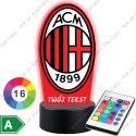 LAMPKA NOCNA LED 3D Piłka Nożna AC Milan NAPIS IMIE PREZENT