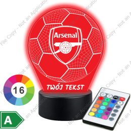 LAMPKA NOCNA LED 3D Piłka Nożna Arsenal Londyn NAPIS IMIE PREZENT