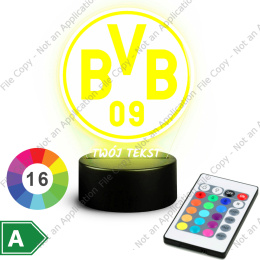 LAMPKA NOCNA LED 3D Piłka Nożna Borussia Dortmund NAPIS IMIE PREZENT