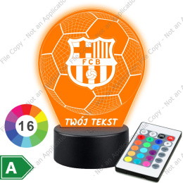 LAMPKA NOCNA LED 3D Piłka Nożna FC Barcelona NAPIS IMIE PREZENT