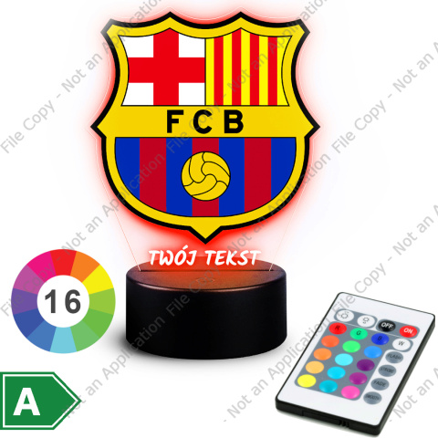 LAMPKA NOCNA LED 3D Piłka Nożna FC Barcelona NAPIS IMIE PREZENT