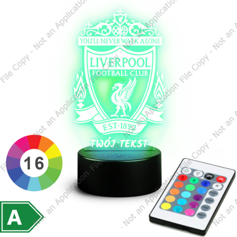 LAMPKA NOCNA LED 3D Piłka Nożna Liverpool NAPIS IMIE PREZENT